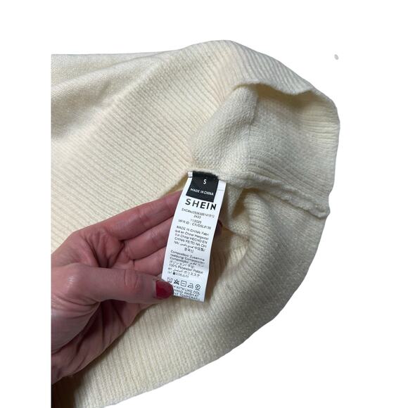 Black & White Nordic Geometric Knit Sweater | Shein | Cabin Core | Size S NWOT - Picture 6 of 6